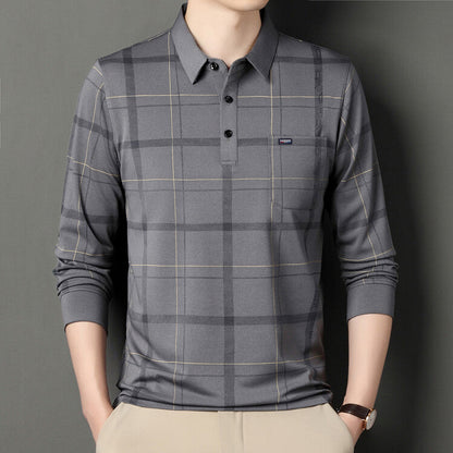 Herren Polohemd Gestreift Langarm Slim Fit – Baumwoll-Mischung