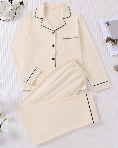 Leichtes Damen-Cardigan-Set Mit Langen Ärmeln Und Reverskragen, Dazu Passende Lange Hose