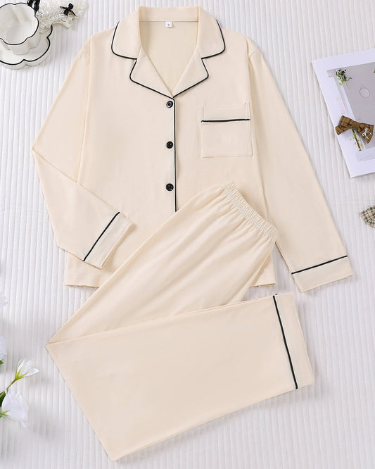 Leichtes Damen-Cardigan-Set Mit Langen Ärmeln Und Reverskragen, Dazu Passende Lange Hose