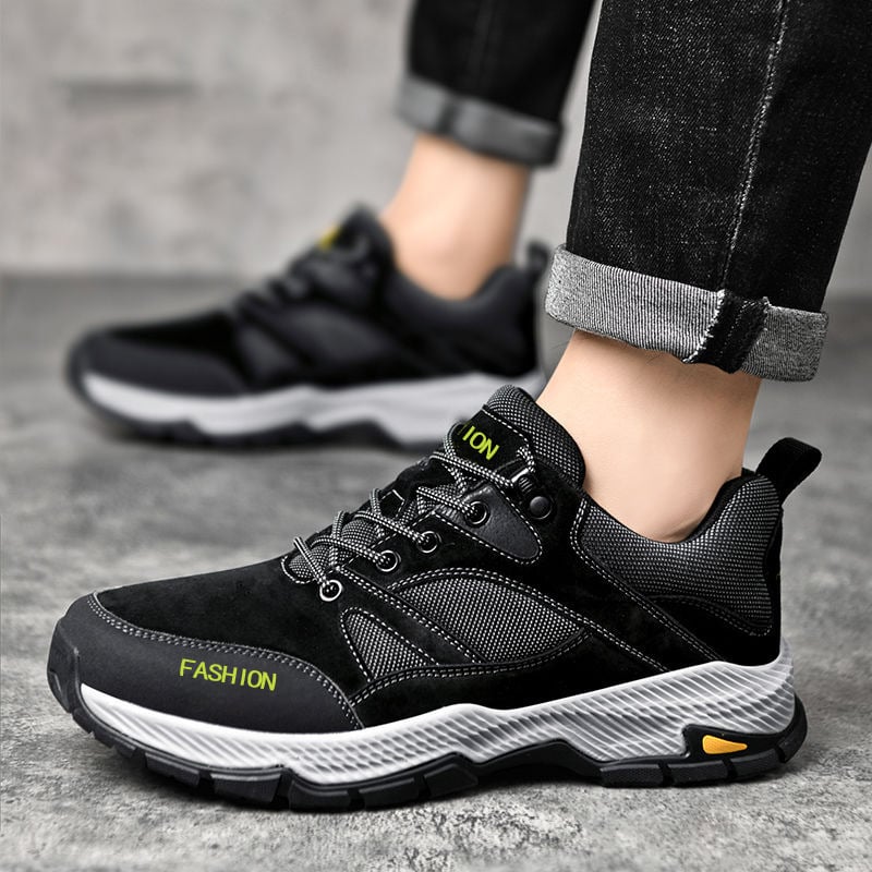 Men's sports sneakers with laces, low cut, and flat sole