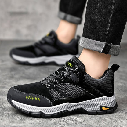 Men's sports sneakers with laces, low cut, and flat sole