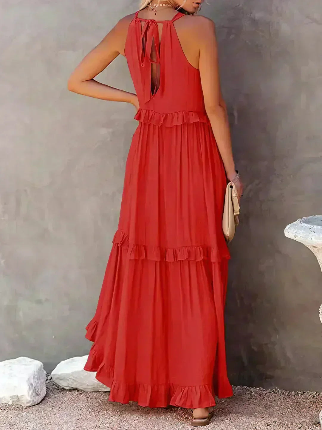Damen Sommerkleid ohne Ärmel mit Rüschendetails