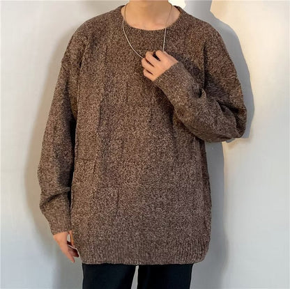 Herren Winter Pullover Rautenmuster Langarm Lockerer Schnitt – Woll-Mischung