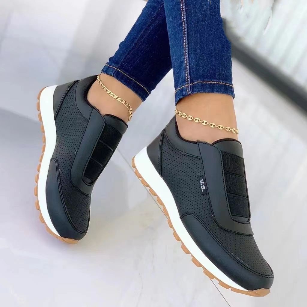 Women's flat sneakers with rounded toe – PU look