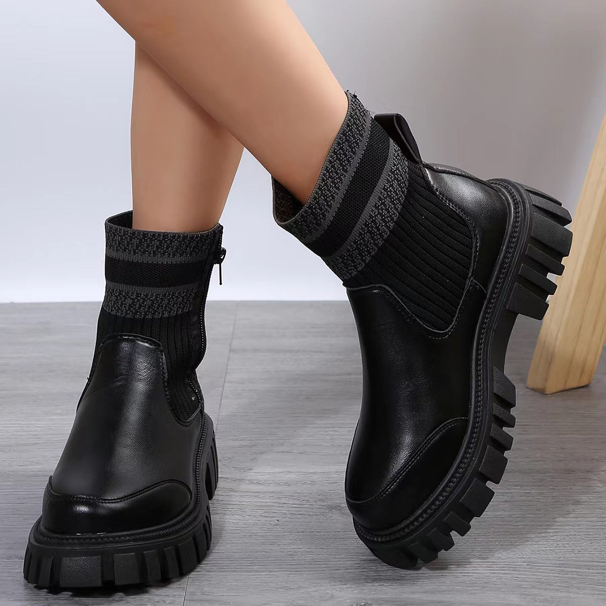 Women's winter boots with mid-calf shaft and side zipper