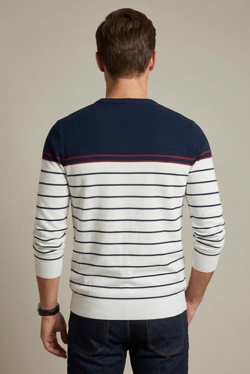 Herrenpullover mit Streifenmuster und langen Ärmeln