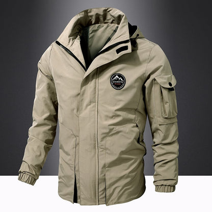 Kapuzenjacke Herren Oversize Langarm Outdoor Einfarbig – Baumwoll-Mischung