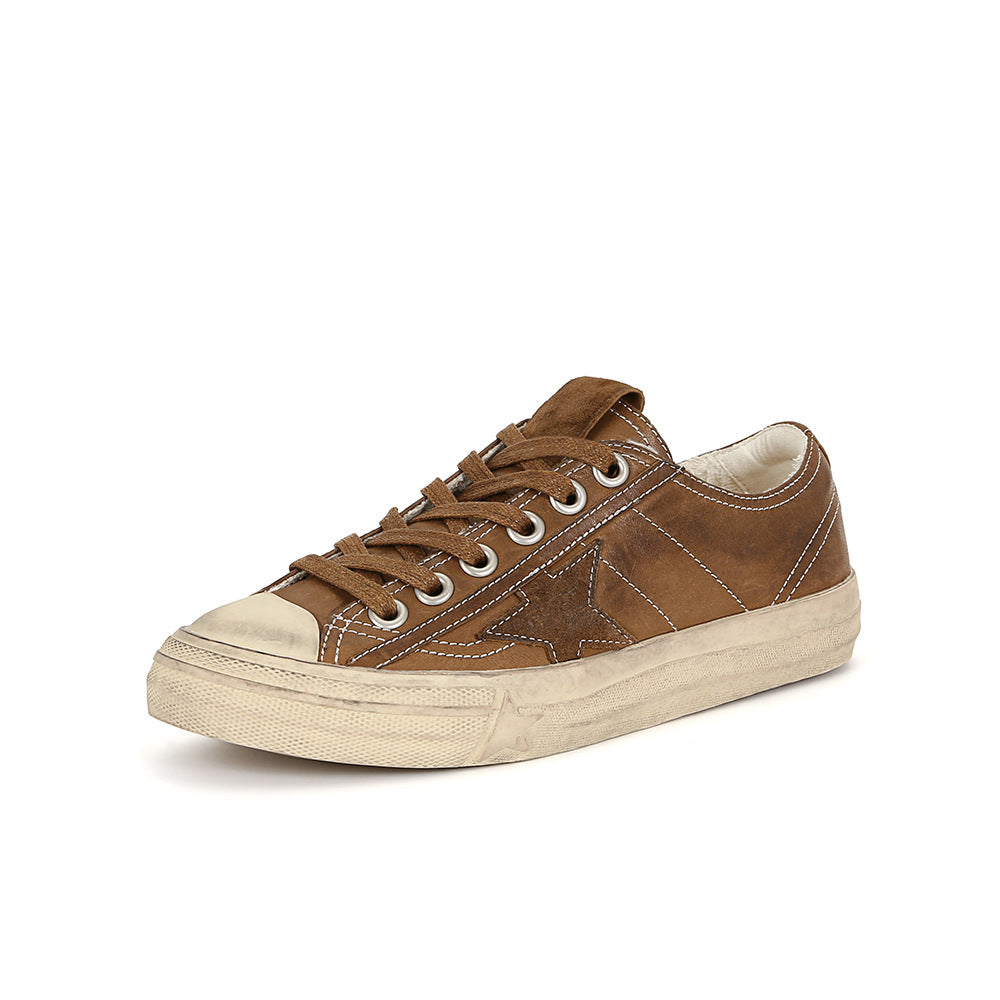Women's sneakers in a used look with rounded toe – microfiber look