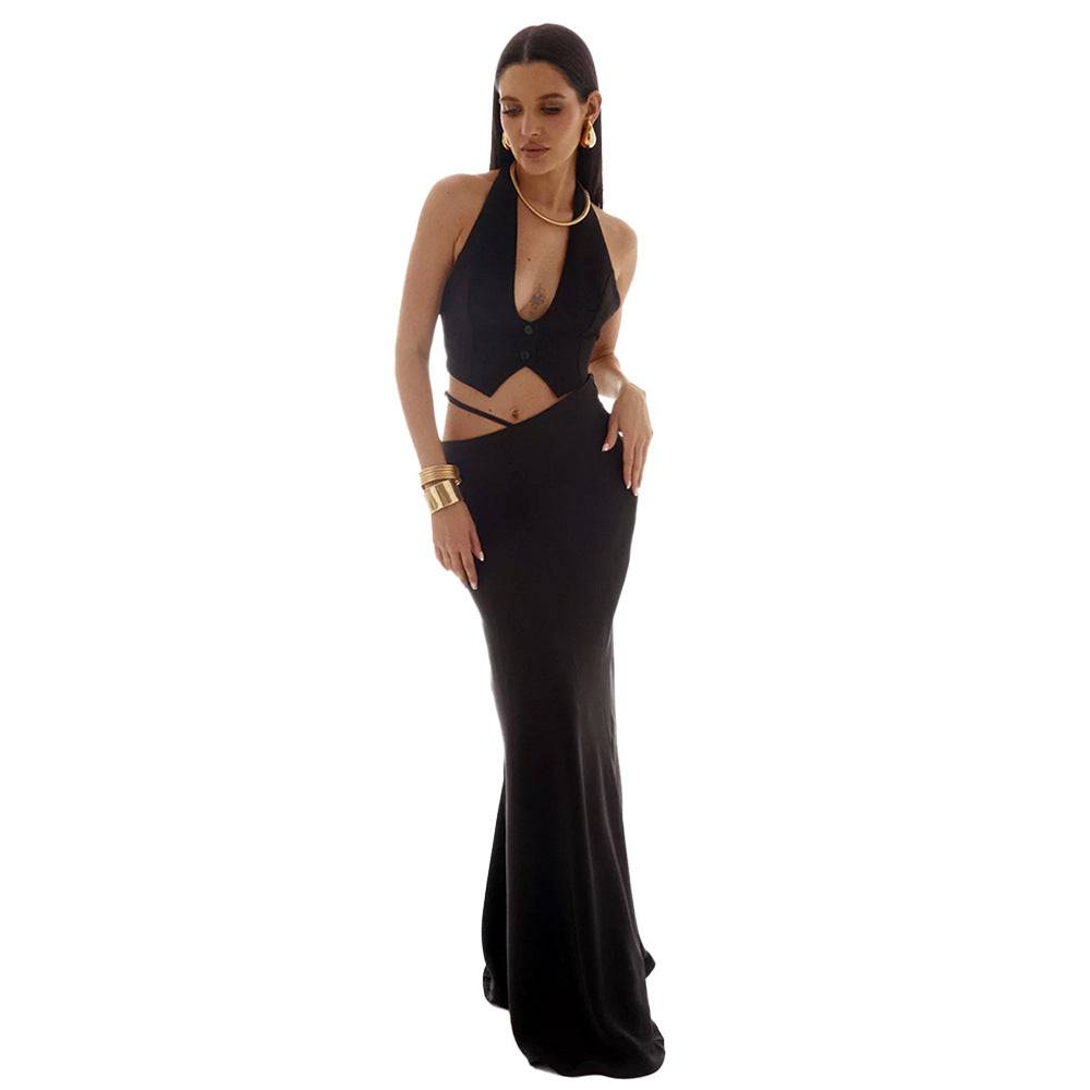 Damen langer Bodycon-Hüftrock mit Cut-Out-Detail