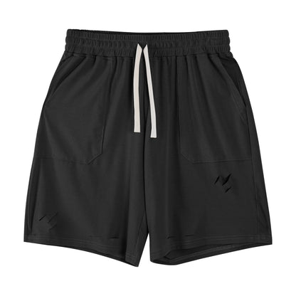 Herren Sommer-Sportshorts, Lockere Passform, Risse, Mittellang