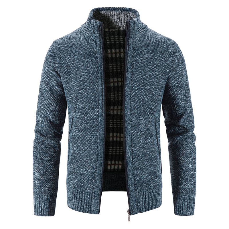 Men's Knit Cardigan Loose Fit Long Sleeve Open Design – Wool Blend