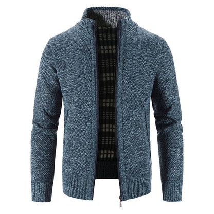Men's Knit Cardigan Loose Fit Long Sleeve Open Design – Wool Blend