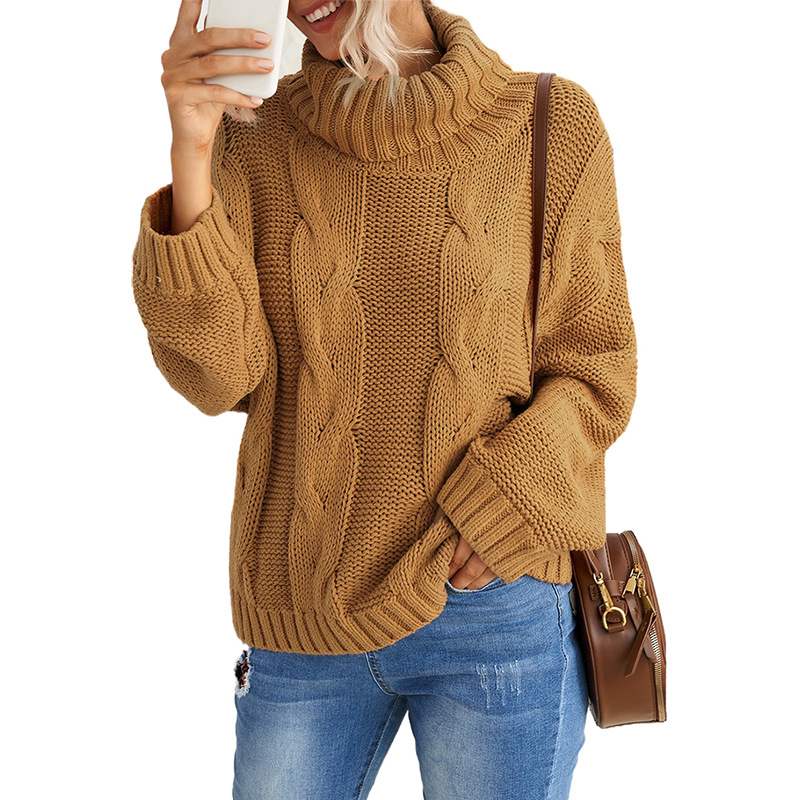 Women's Winter High-Neck Sweater Solid Color Long Sleeve