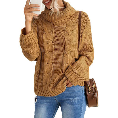 Women's Winter High-Neck Sweater Solid Color Long Sleeve