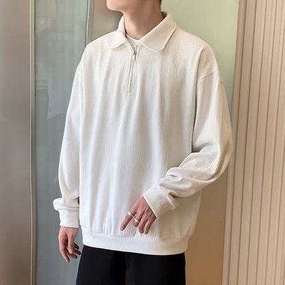 Herren Zipper Pullover Gerader Schnitt Langarm