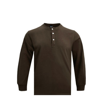 Herren Langarm Henley Shirt – Schweres Material Normale Passform