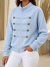 Damen Cardigan Mit Stehkragen Und Zierknöpfen