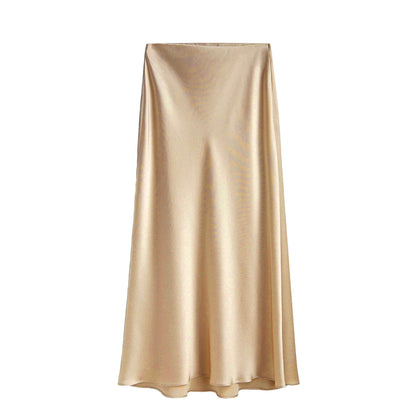 Damen Midirock mit hohem Bund, elastisch, schräger Schlitz