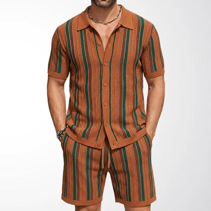 Zweiteiliges Set Aus Herren-Polohemd Und Shorts Mit Kurzen Ärmeln