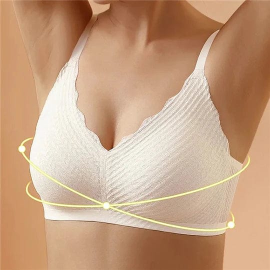 Damen-BH ohne Bügel in Weiß, nahtloses Design, komfortabel, stützender Halt, ideal für den Alltag, weiches Material, modisch und funktional.