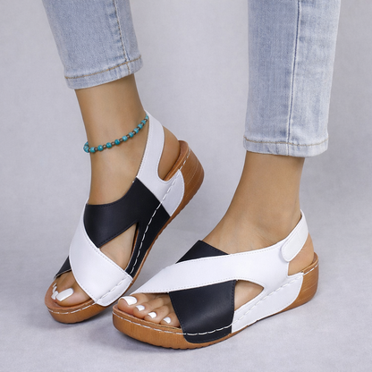 Damen-Sommersandalen Mit Keilabsatz, Zum Hineinschlüpfen, Plateauabsatz, Rutschfeste Sohle