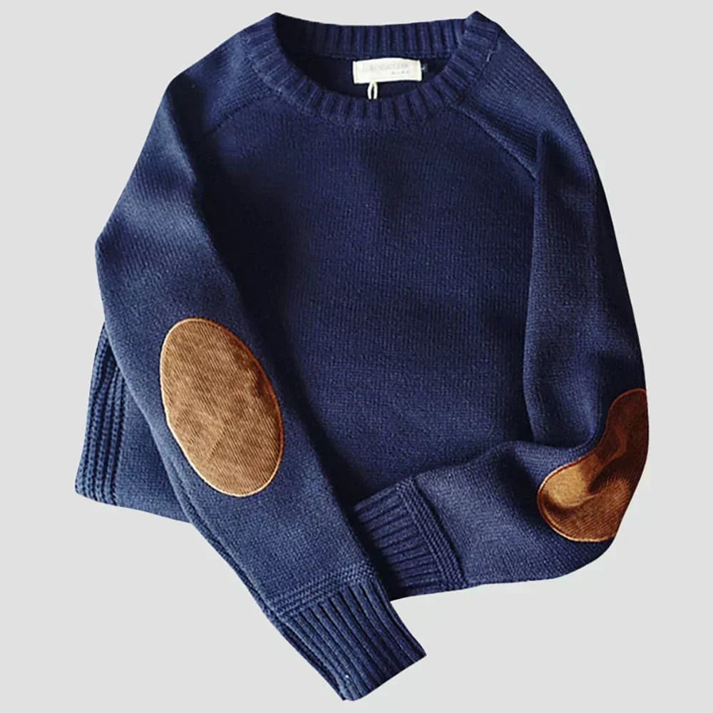 Men's Alpine Knit Sweater with Ribbed Collar and Pattern Design