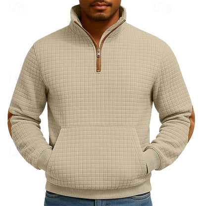 Herren-Troyer-Sweatshirt mit Struktur und kurzem Reissverschluss von vorne