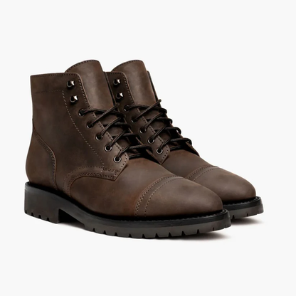 Men's Winter Boots with Flat Heel, Non-Slip Sole, and Breathable Lining