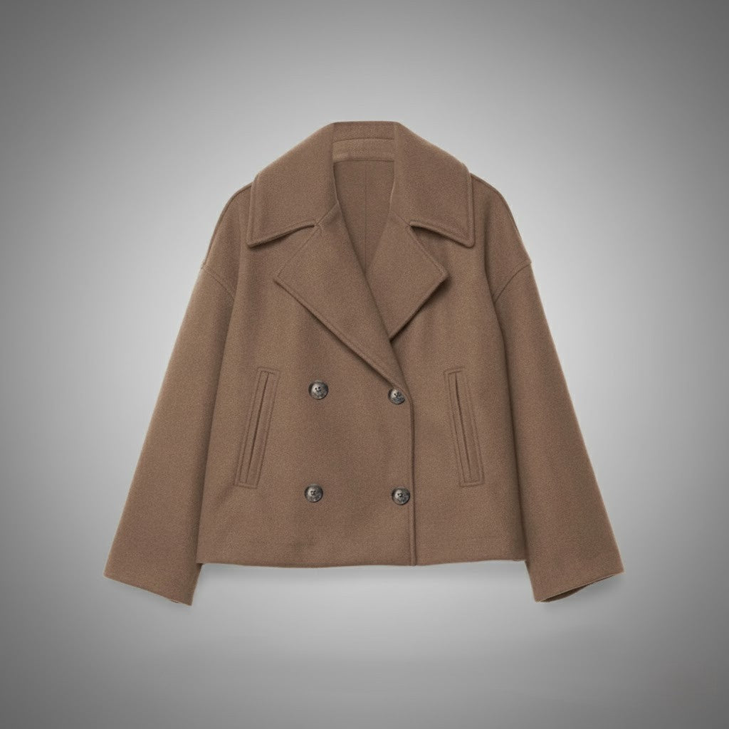 Damen Herbst Kurz-Mantel mit Reverskragen