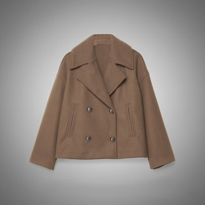 Damen Herbst Kurz-Mantel mit Reverskragen