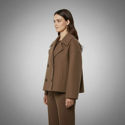 Damen Herbst Kurz-Mantel mit Reverskragen