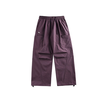Herren Retro Fallschirmhose Mit Geradem Bein, Bündchen Am Knöchel, Mittelhoher Bund, Lockere Passform