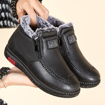 Women's winter boots with plush lining and flat sole