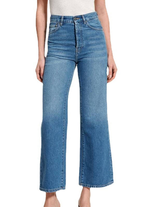 Damen High-Waist Cropped-Jeans mit geradem Schnitt im Retro-Stil für den Frühling