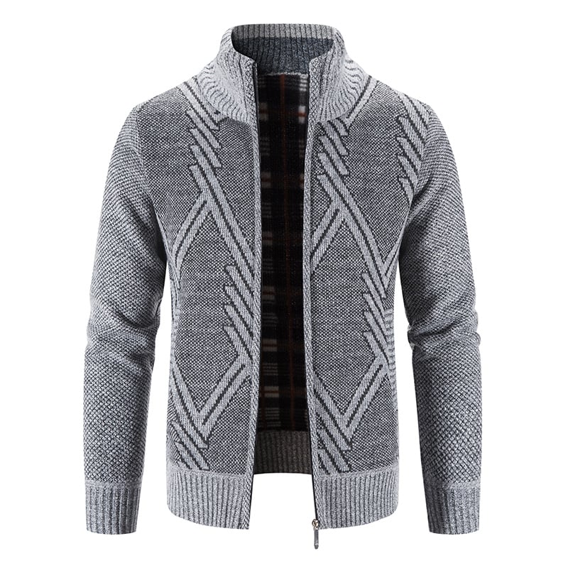 Men's Knit Cardigan Loose Fit Long Sleeve Open Design – Wool Blend