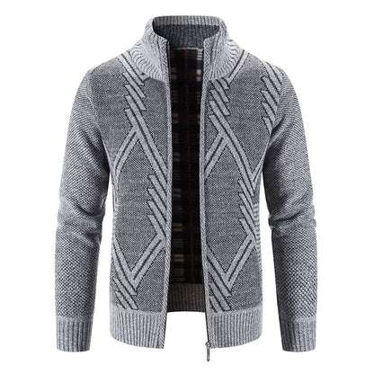 Men's Knit Cardigan Loose Fit Long Sleeve Open Design – Wool Blend