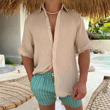 Herren Sommer T-Shirt mit Reverskragen – Kurzarm Lockerer Schnitt