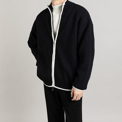 Herren Cardigan Locker Offenes Design Langarm – Woll-Mischung