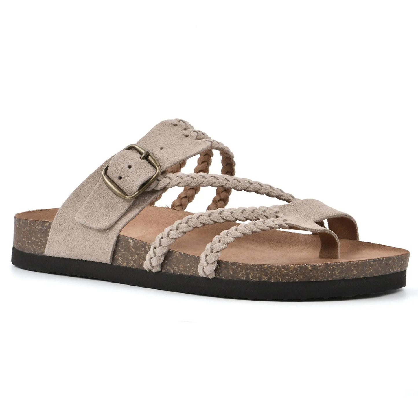 Gewebte, Flache Riemchensandalen Für Damen Mit Durchbrochenem Muster – Lederoptik