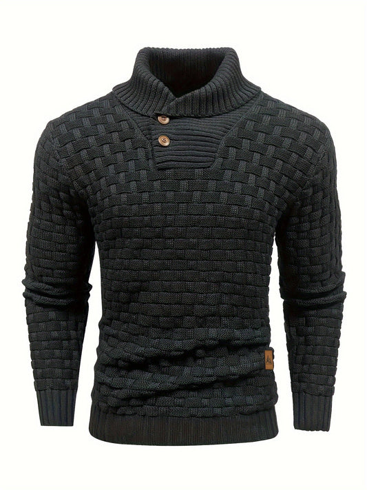 Herren Pullover Mit Waffelstruktur Und Schalkragen