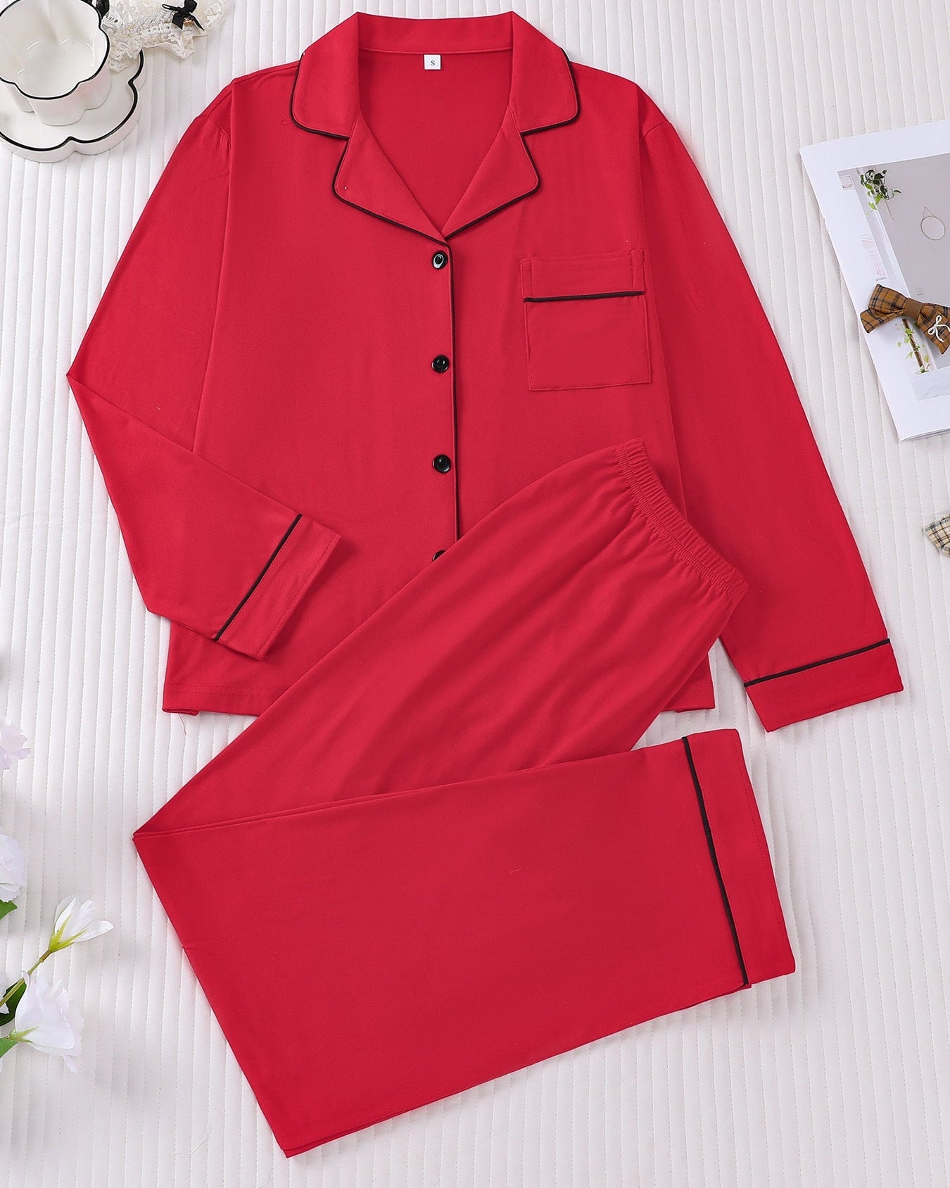 Leichtes Damen-Cardigan-Set Mit Langen Ärmeln Und Reverskragen, Dazu Passende Lange Hose