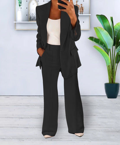 Damen-Freizeitanzug Mit Langem Blazer Und Hose – Lockere Passform