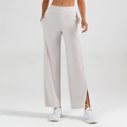 Women's wide-leg yoga pants with side slit – sporty style
