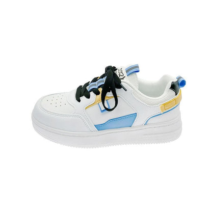 Women's sneakers with thick sole and rounded toe – PU look