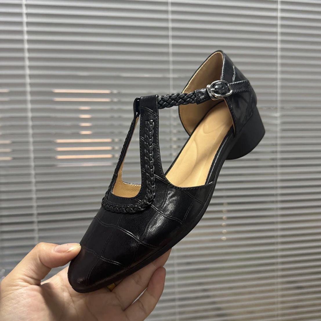Damen-Sommer-Mary-Jane-Sandalen Mit Blockabsatz Und Runder Zehenpartie