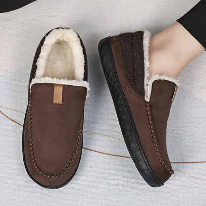 Men's Autumn Slip-On Shoes with Plush Lining, EVA Sole, and Non-Slip Outsole