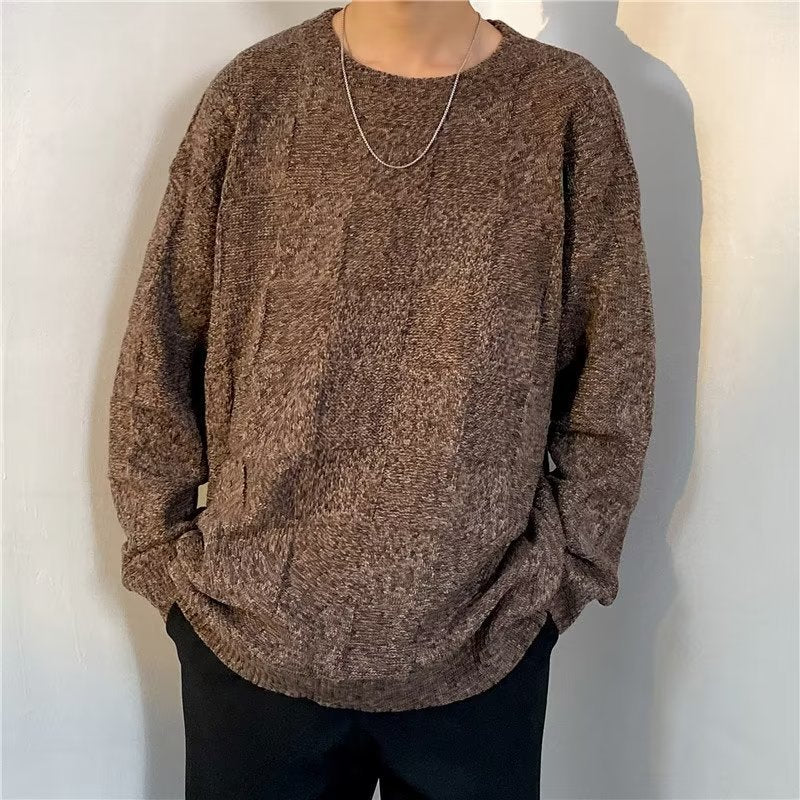 Herren Winter Pullover Rautenmuster Langarm Lockerer Schnitt – Woll-Mischung