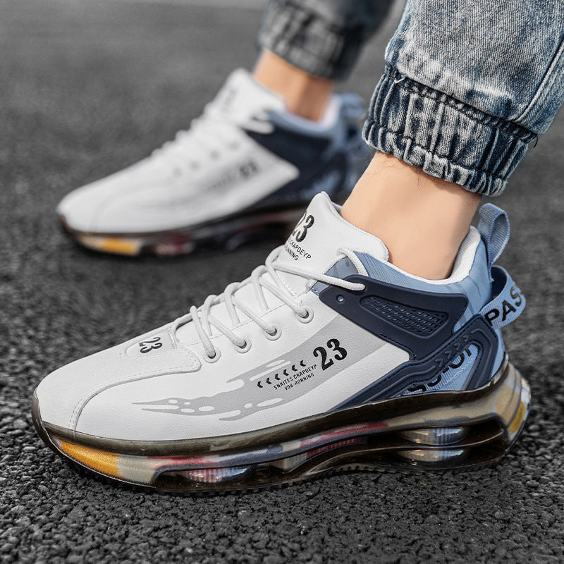 Herren Laufschuhe Mesh Atmungsaktive Sportsneaker mit dicker Sohle