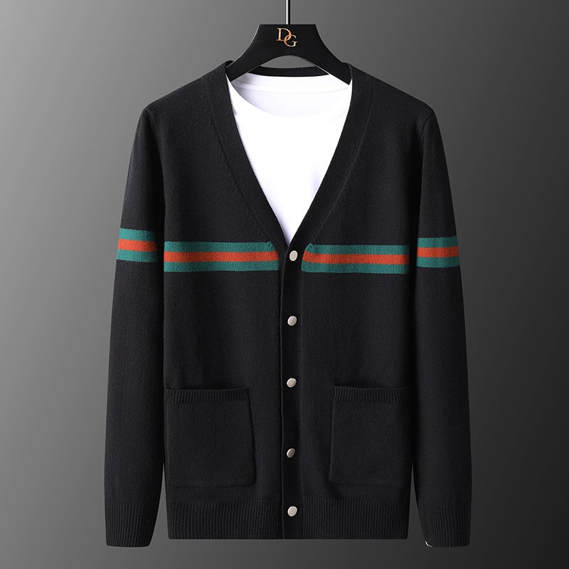 Men's Autumn Knitted Jacket with Ribbed Cuffs