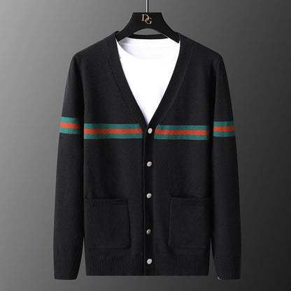 Men's Autumn Knitted Jacket with Ribbed Cuffs